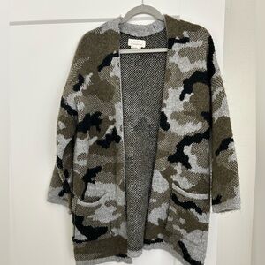Camouflage Open-Front Sweater